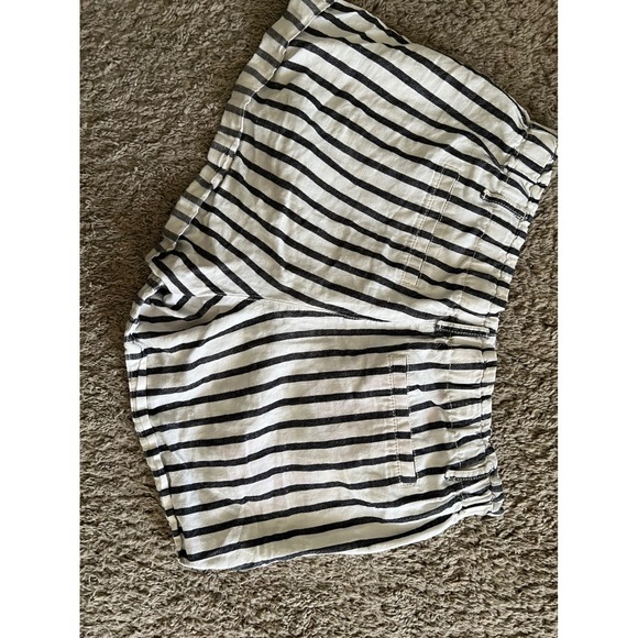 Lou & Grey Striped Linen Blend Drawstring Shorts Black White Womens Small - Picture 5 of 5